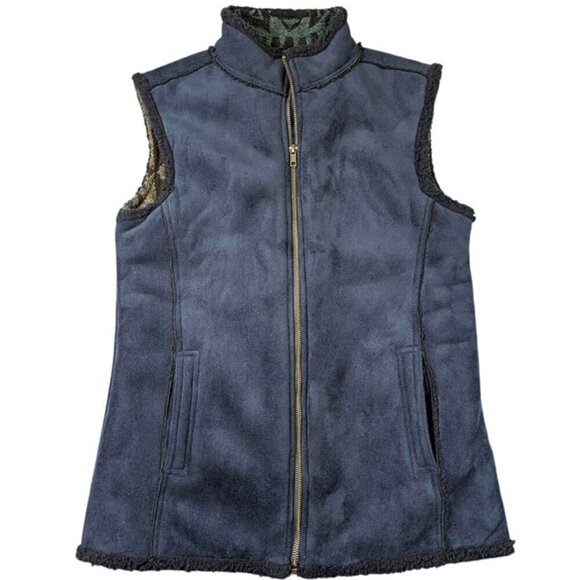Red River Outfitters Full Zip Vest Womens Small Blue Aztec Southwest Lining - Picture 1 of 12